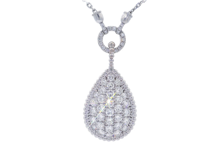 3.50 CTW Pear-Shaped Colorless Flawless Diamond Cluster Pendant Necklace in 14KT White Gold
