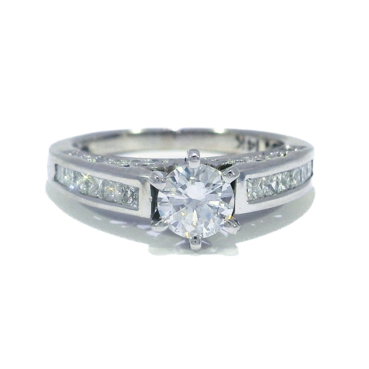 1.20 CTW EGL Certified Colorless Round Brilliant Diamond Engagement Ring in 14KT White Gold