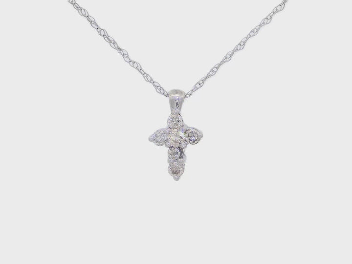 0.20 CTW Natural Diamond Cross Pendant Necklace in 14KT White Gold