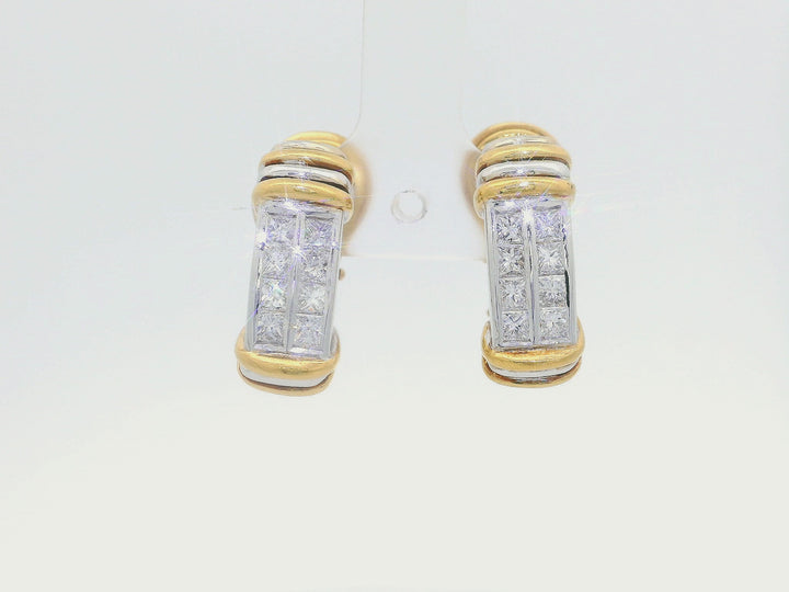 1.60 CTW Diamond-Studded Earrings in Platinum & 18KT Yellow Gold