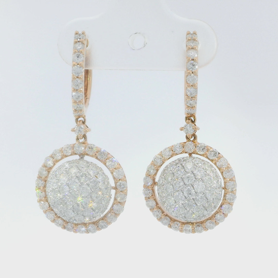 2.79 CTW Diamond Drop Earrings in 14KT Rose Gold