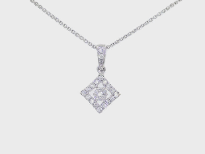 0.20 CTW Colorless Natural Diamond Diamond-Shaped Pendant Necklace in 18KT White Gold