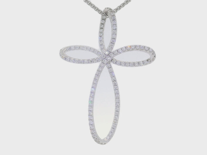 2.00 CTW Colorless & Near-Flawless Diamond Cross Pendant Necklace in 18KT White Gold