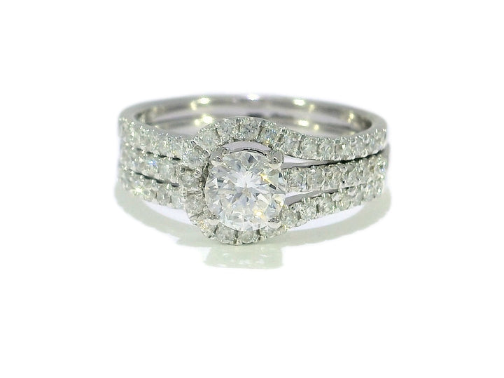 1.19 CTW Round Brilliant Diamond Bridal Set in 14KT White Gold