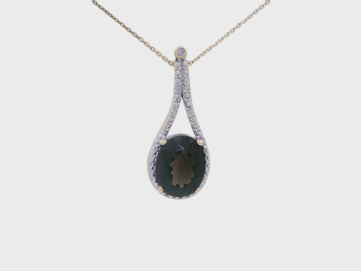 3.10 Carat Brown Topaz Teardrop Pendant Necklace in 10KT Yellow Gold