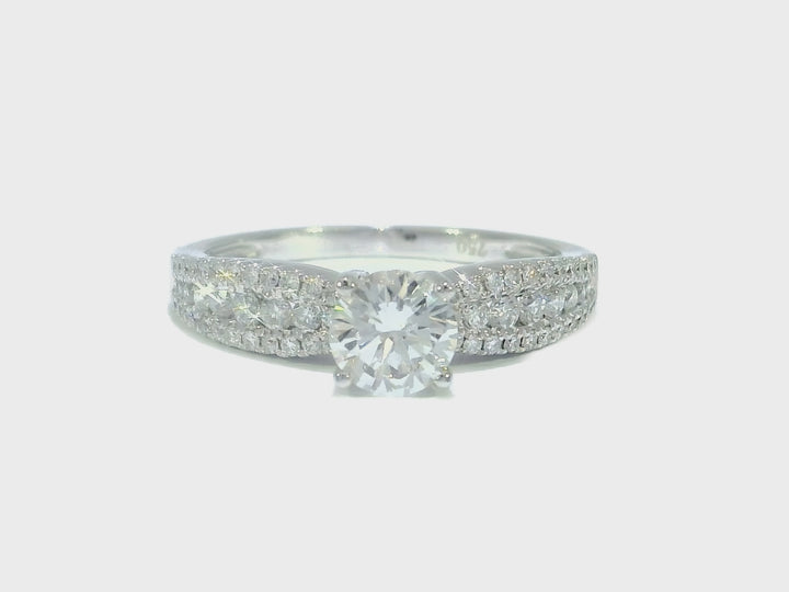 1.34 CTW EGL Certified Colorless Round Brilliant Diamond Engagement Ring in 18KT White Gold