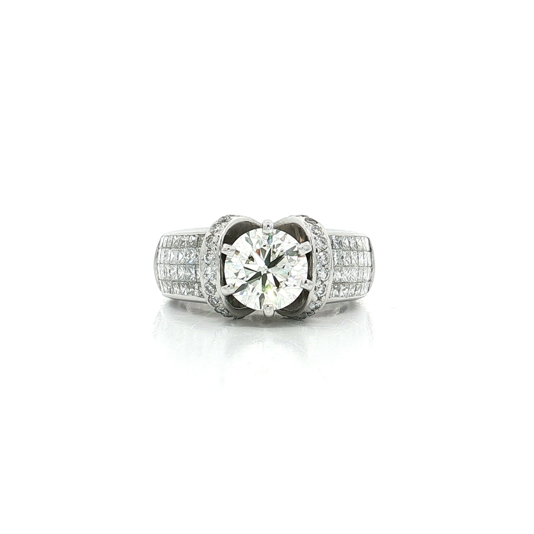Certified Round and Princess Brilliant Cut Diamond Ring (3 3/8 ct.) 18k White Gold