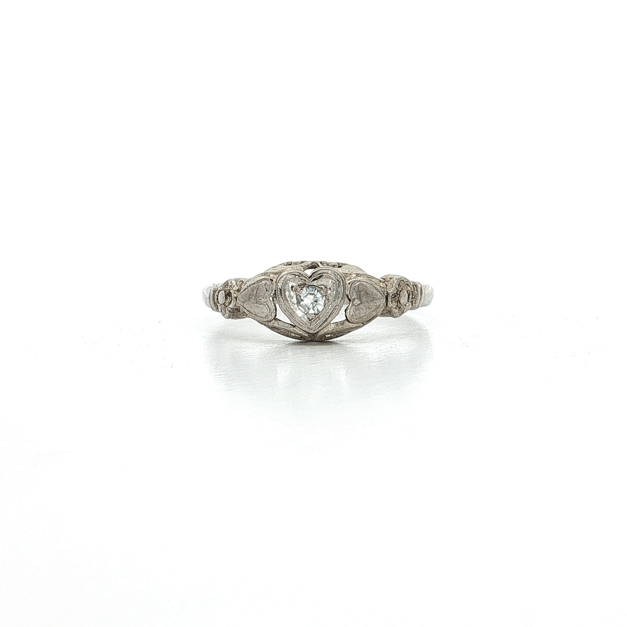 Antique Art Deco Old Single Cut Diamond Ring (1/10 ct.) 14k White Gold
