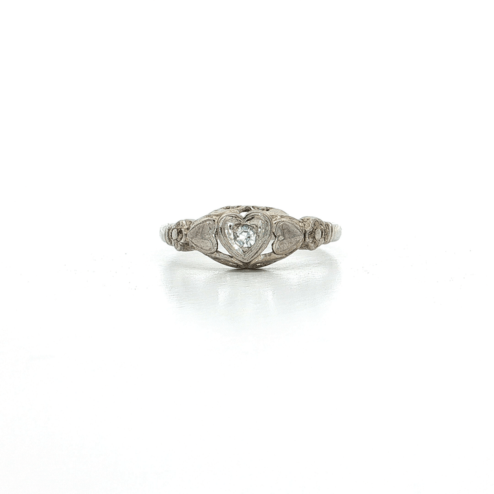 0.05 CT Antique Victorian Era Old Single Cut Natural Near Colorless Diamond Ring in 14kt White Gold – Jewelry Depot, Inc.