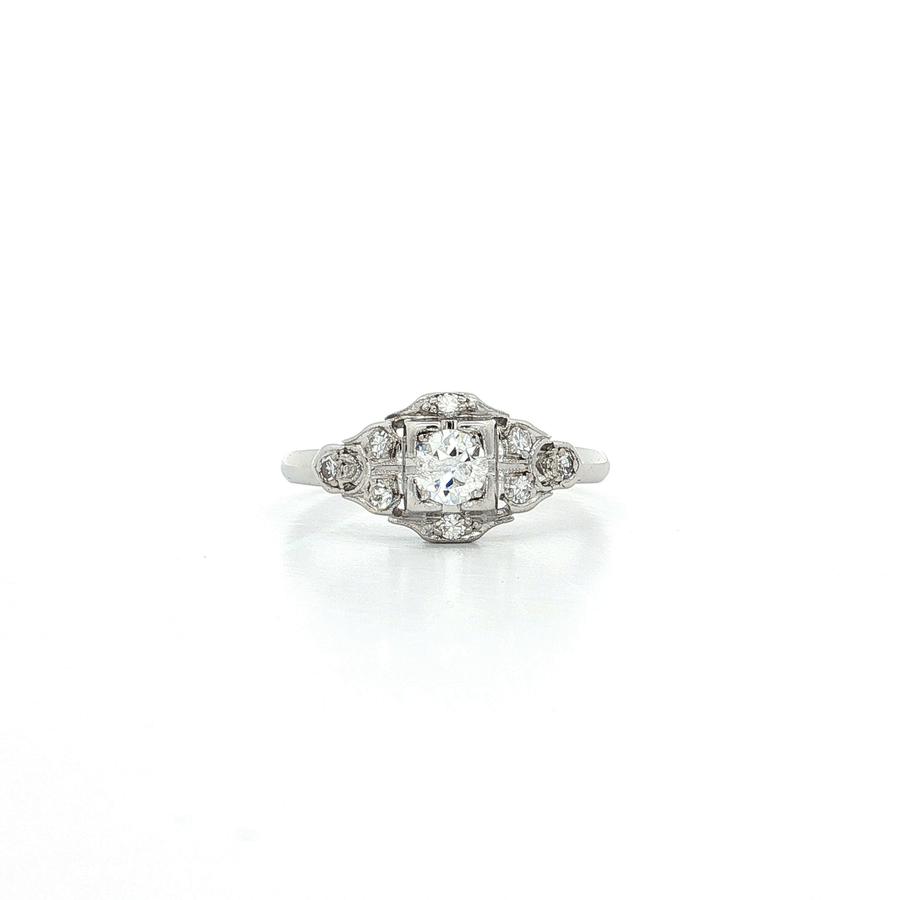 Antique Art Deco Old European Cut Colorless Diamond Engagement Ring (1/2 ct. tw.) Platinum