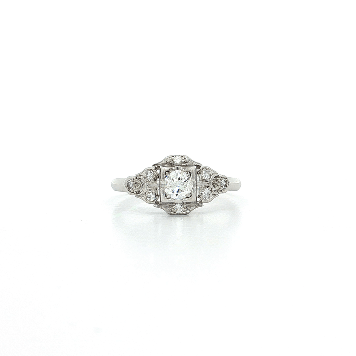 Vintage Art Deco Old European Cut Colorless Diamond Engagement Ring (½ ct. tw.) in Platinum