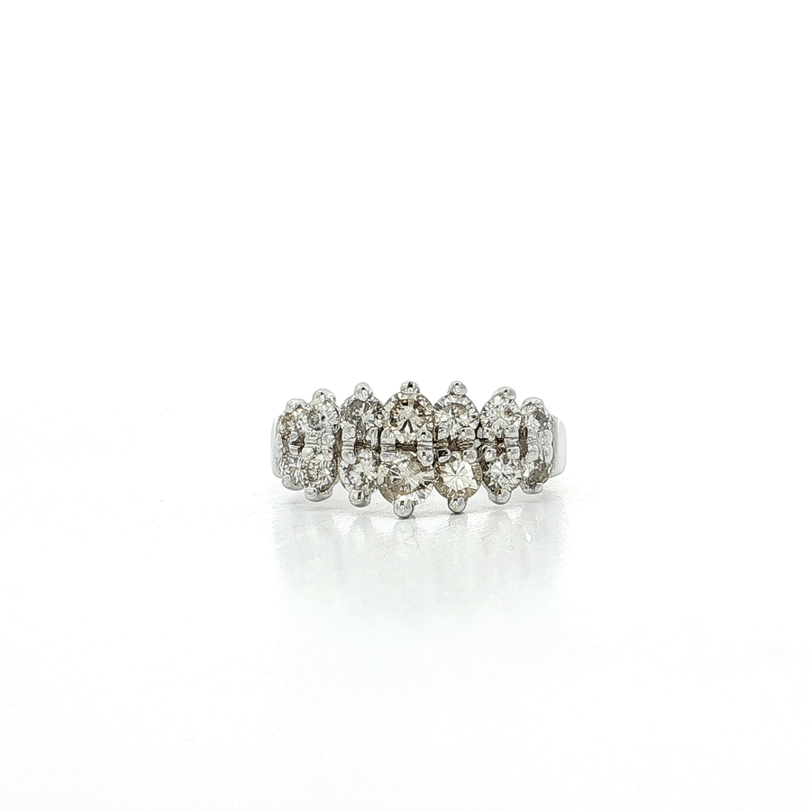 Two-Row Cluster Near-Colorless Diamond Ring (7/8 ct. tw.) 14k White Gold