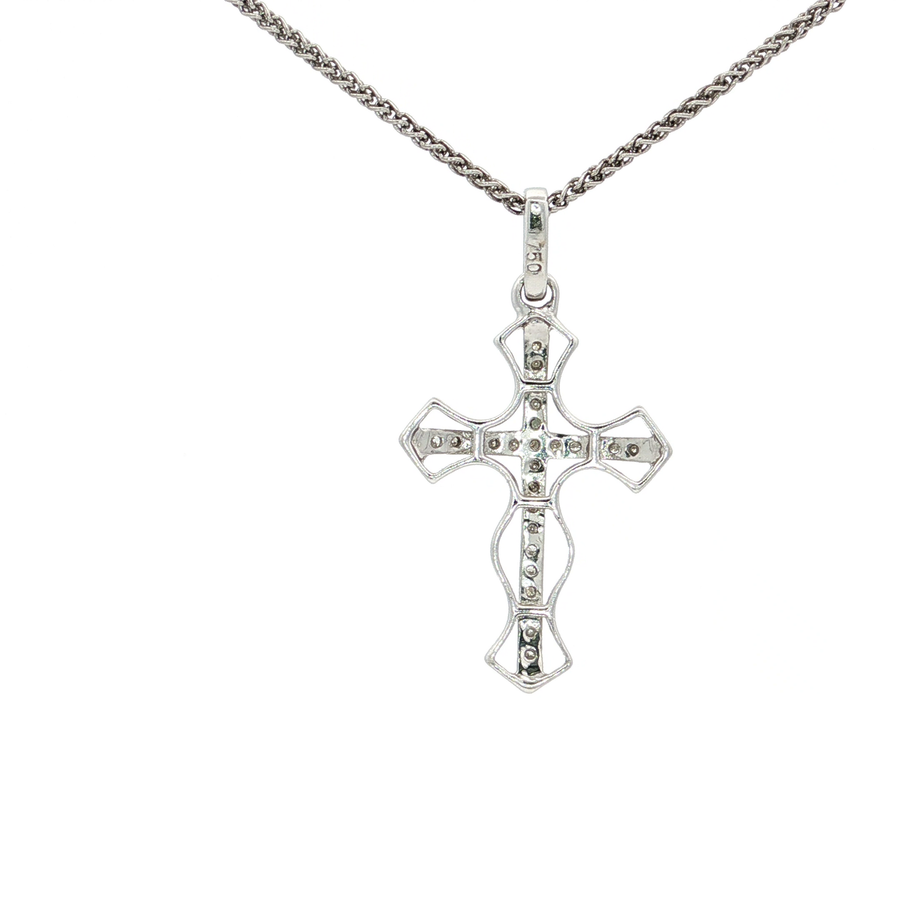 Diamond Openwork Cross Pendant Necklace (1/5 ct. tw.) 18k White Gold