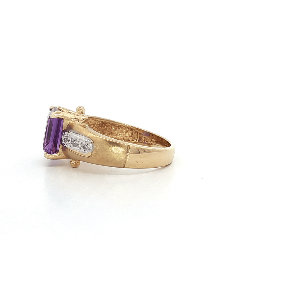 Purple Amethyst & Diamond Cocktail Ring 10k Gold