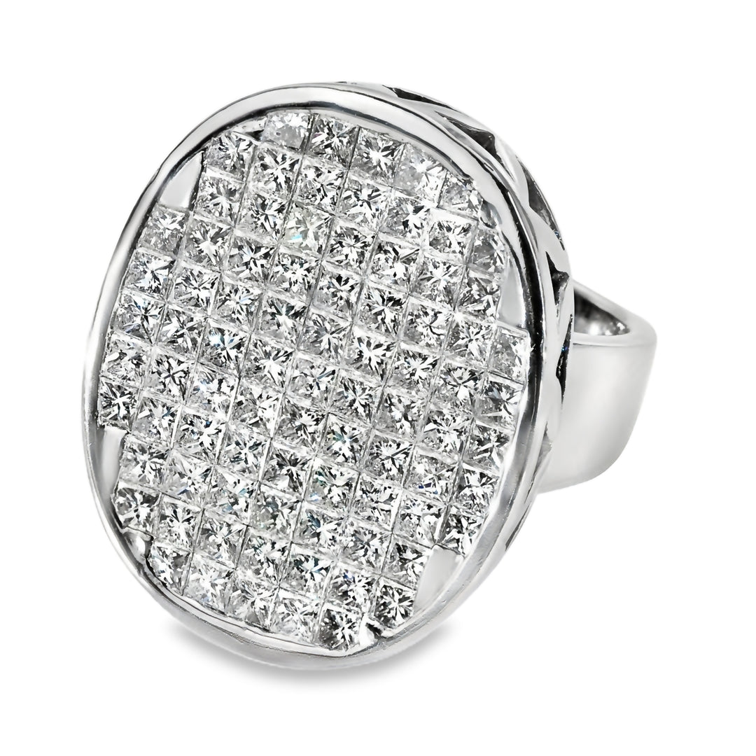 8.5CT Carat Diamond and 14KT White Gold Unisex Cluster Ring, 78 Diamonds, EGL USA Certified.