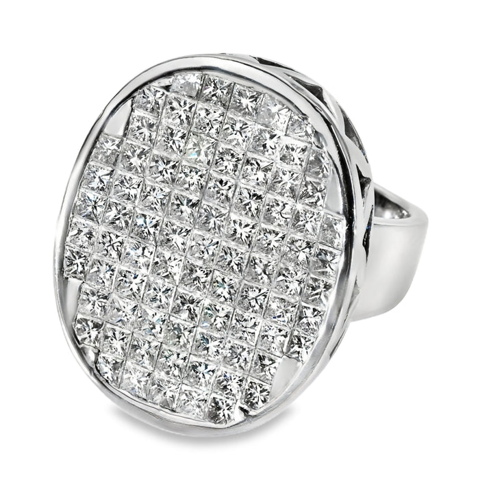 8.5CT Carat Diamond and 14KT White Gold Unisex Cluster Ring, 78 Diamonds, EGL USA Certified.