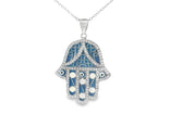 Hand of Hamsa Adjustable Length Pendant Necklace in Sterling Silver