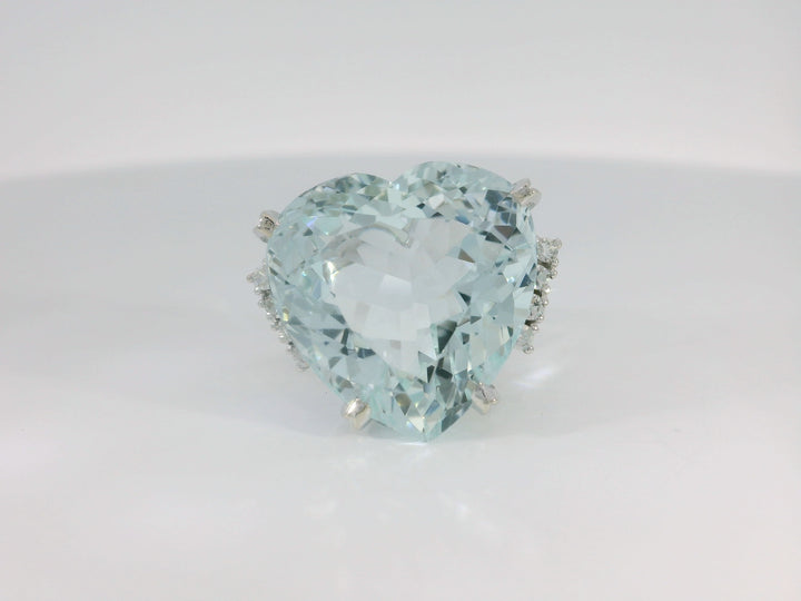 25.54 CTW GIA Certified AAA Grade Heart Shape Aquamarine & Diamond Ring in Platinum