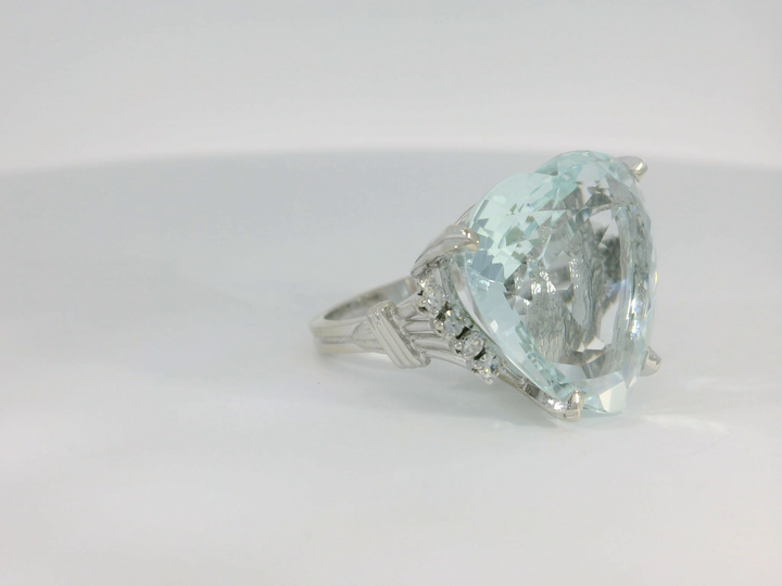 25.54 CTW GIA Certified AAA Grade Heart Shape Aquamarine & Diamond Ring in Platinum