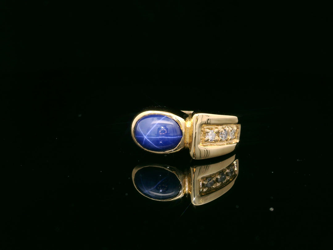 0.15 Carat Lindy Star Sapphire & Diamond Ring in 14KT Yellow Gold