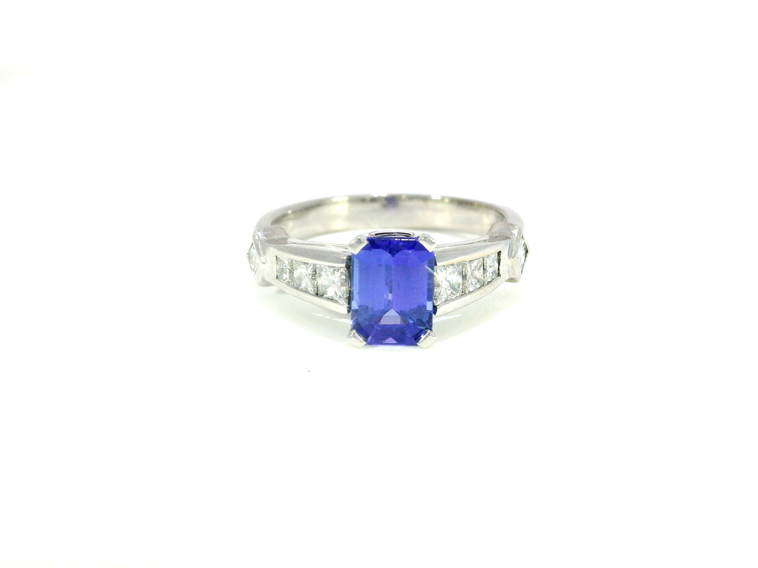2.25 CTW AA Grade Natural Tanzanite Ring in 18KT White Gold