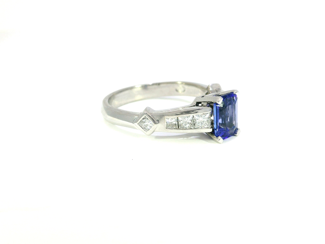 2.25 CTW AA Grade Natural Tanzanite Ring in 18KT White Gold