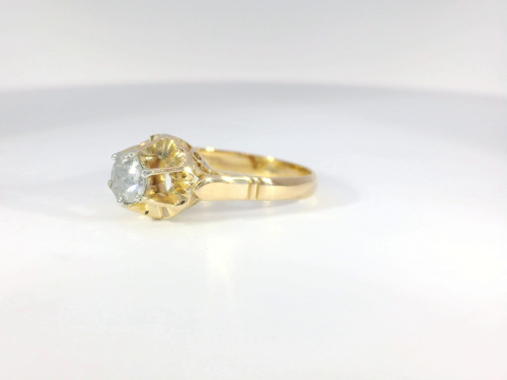Antique (C. 1850) 0.25 CTW Natural Rose Cut Diamond Engagement Ring in 18KT Yellow Gold