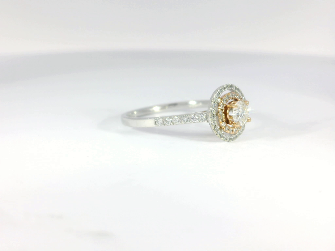 0.55 CTW Round Brilliant Cut Diamond Engagement Ring in 14KT White/Rose Gold