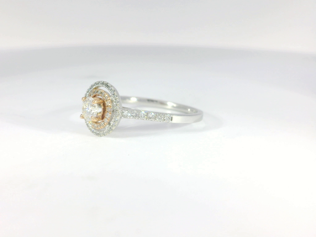 0.55 CTW Round Brilliant Cut Diamond Engagement Ring in 14KT White/Rose Gold