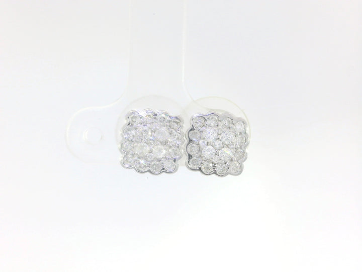 0.78 CTW Diamond Cluster Stud Earrings in 14KT White Gold