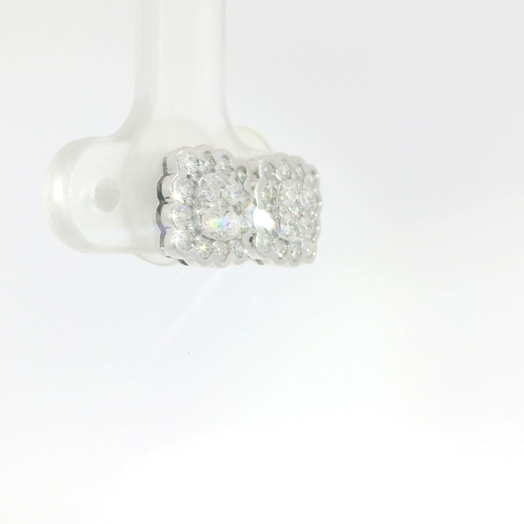 0.78 CTW Diamond Cluster Stud Earrings in 14KT White Gold