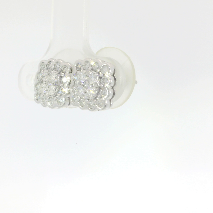 0.78 CTW Diamond Cluster Stud Earrings in 14KT White Gold