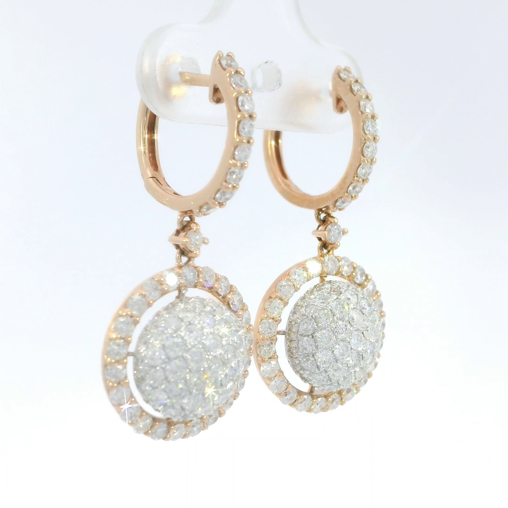 2.79 CTW Diamond Drop Earrings in 14KT Rose Gold