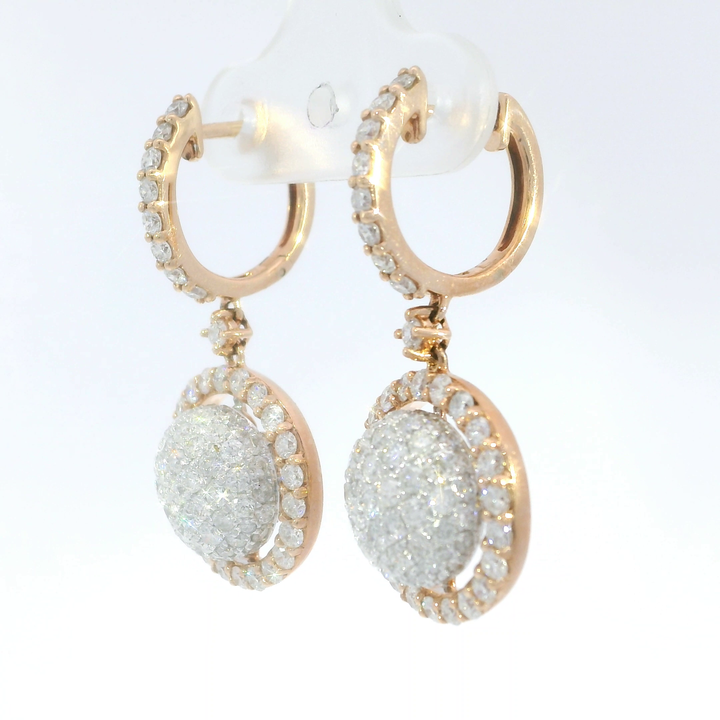 2.79 CTW Diamond Drop Earrings in 14KT Rose Gold