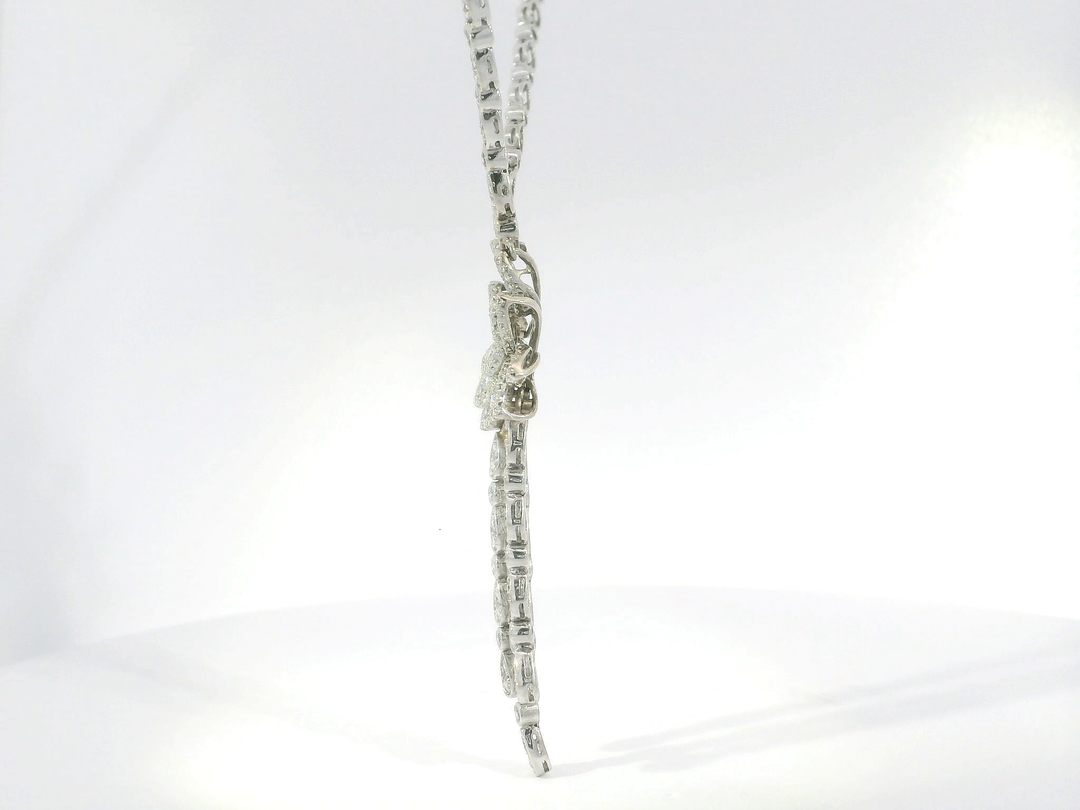 ANTIQUE 5.00 CTW G SI Floral Diamond Necklace in 14KT White Gold