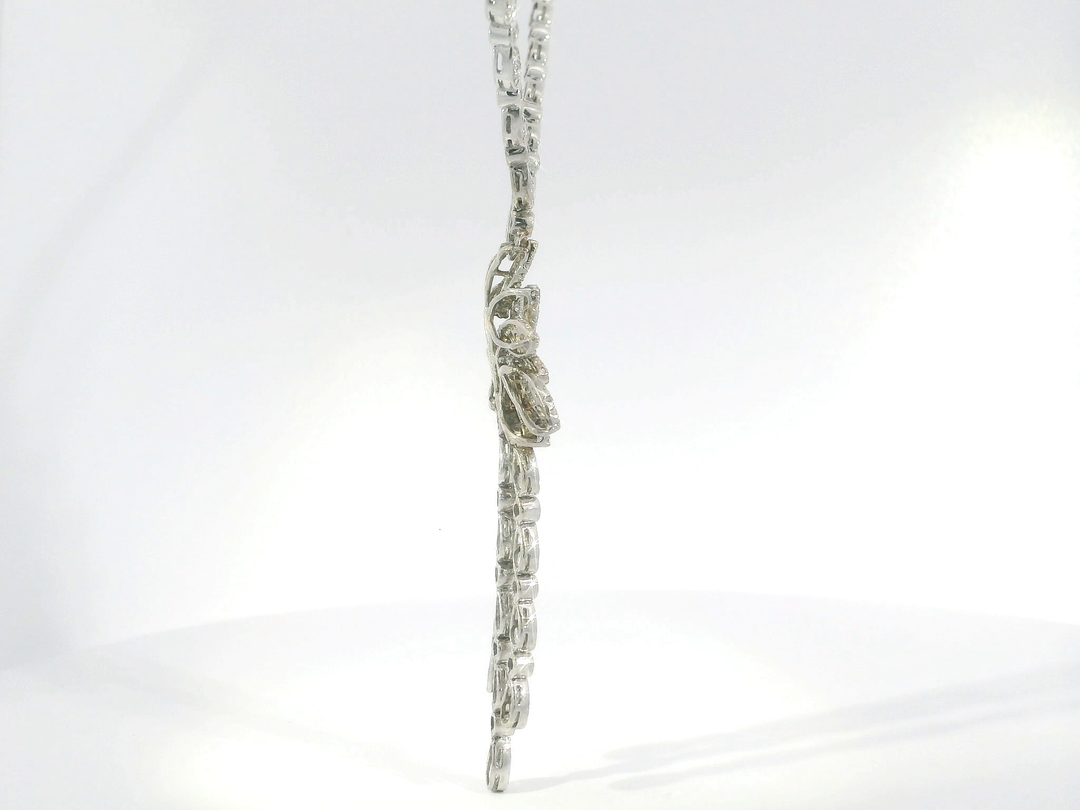 ANTIQUE 5.00 CTW G SI Floral Diamond Necklace in 14KT White Gold