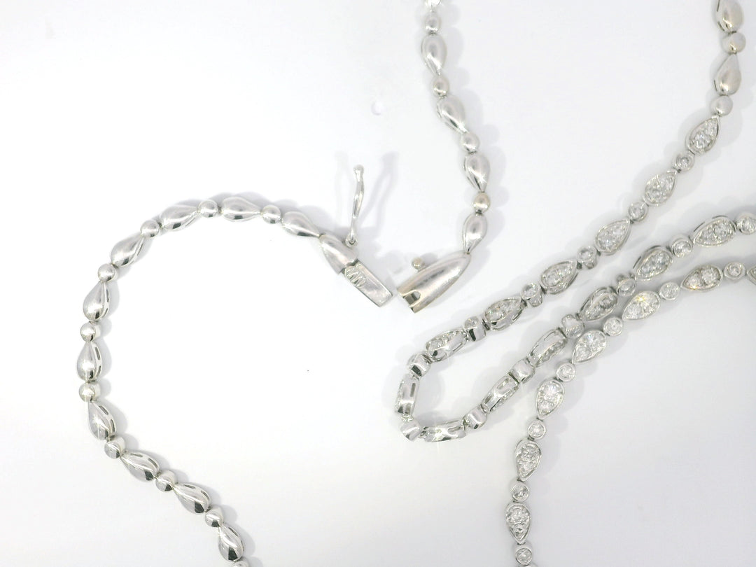 ANTIQUE 5.00 CTW G SI Floral Diamond Necklace in 14KT White Gold