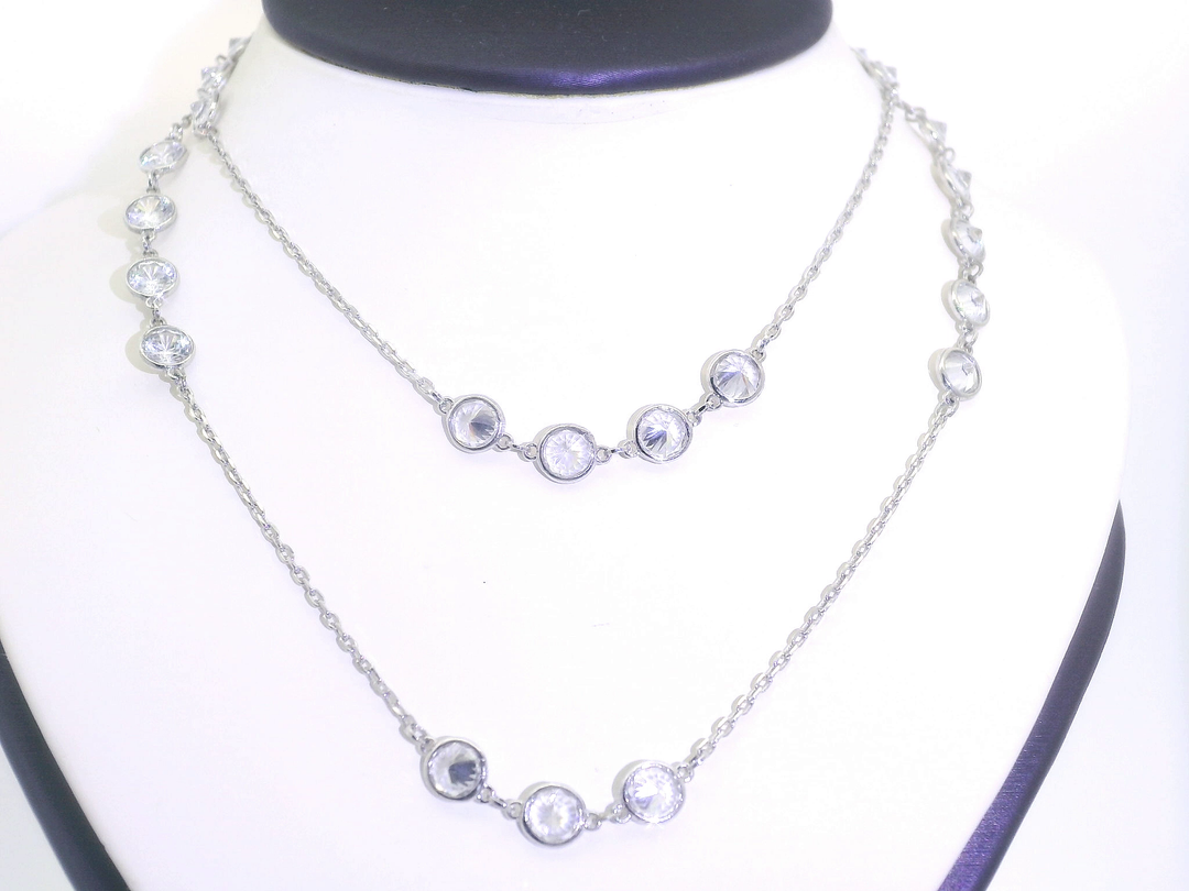 24" Cubic Zirconia Wrap Necklace in Sterling Silver