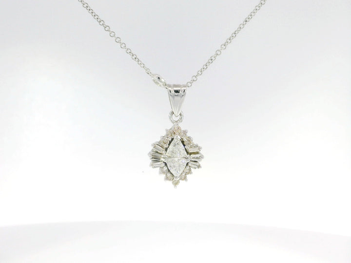 1.60 CTW Diamond Pendant Necklace in 18KT White Gold