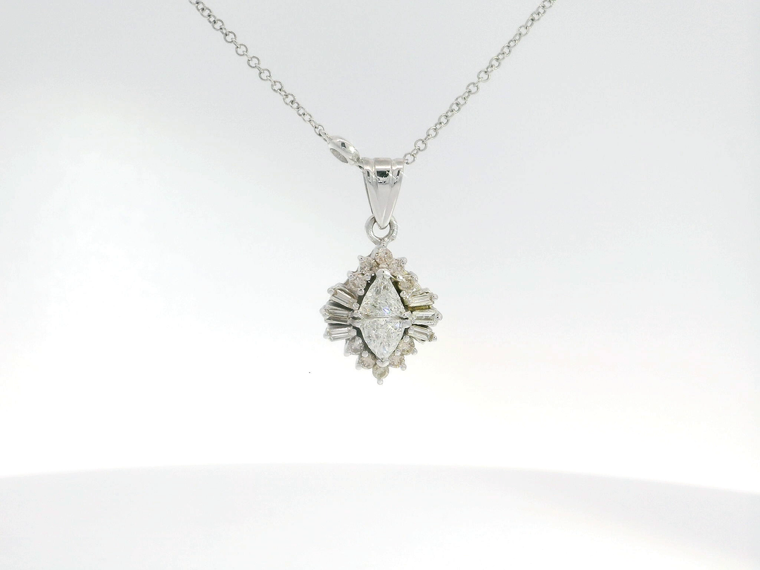 1.60 CTW Diamond Pendant Necklace in 18KT White Gold