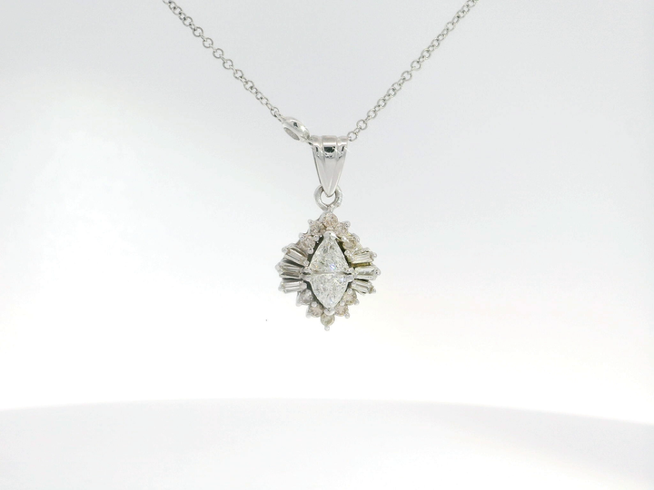 1.60 CTW Diamond Pendant Necklace in 18KT White Gold