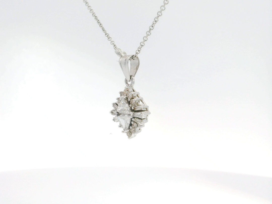 1.60 CTW Diamond Pendant Necklace in 18KT White Gold