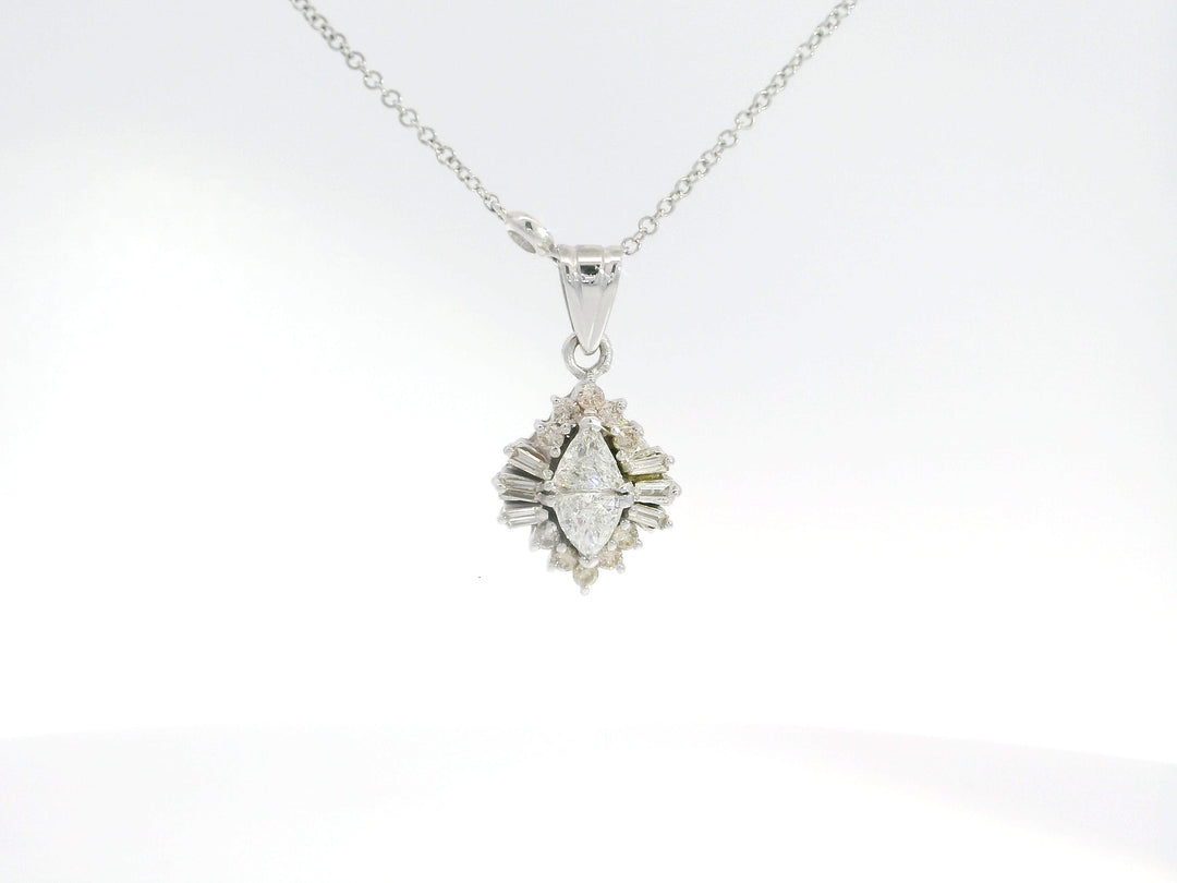 1.60 CTW Diamond Pendant Necklace in 18KT White Gold