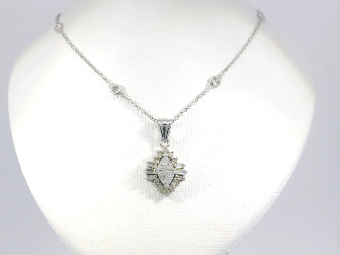 1.60 CTW Diamond Pendant Necklace in 18KT White Gold