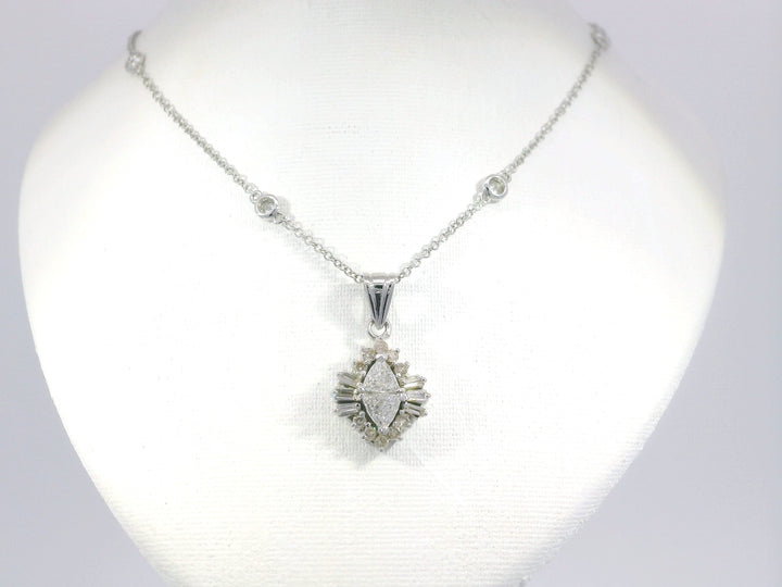 1.60 CTW Diamond Pendant Necklace in 18KT White Gold