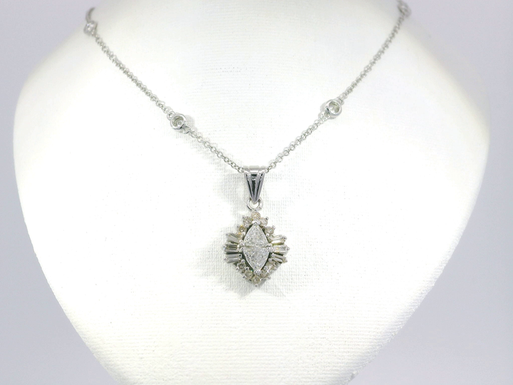 1.60 CTW Diamond Pendant Necklace in 18KT White Gold