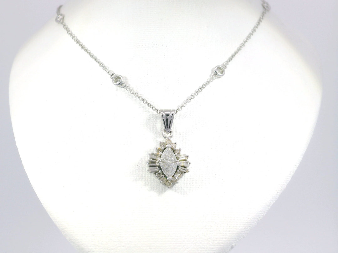 1.60 CTW Diamond Pendant Necklace in 18KT White Gold