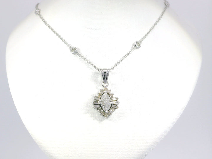 1.60 CTW Diamond Pendant Necklace in 18KT White Gold