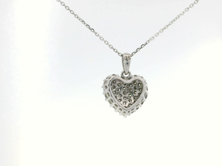 1.00 CTW Diamond Heart Pendant Necklace in 14KT White Gold