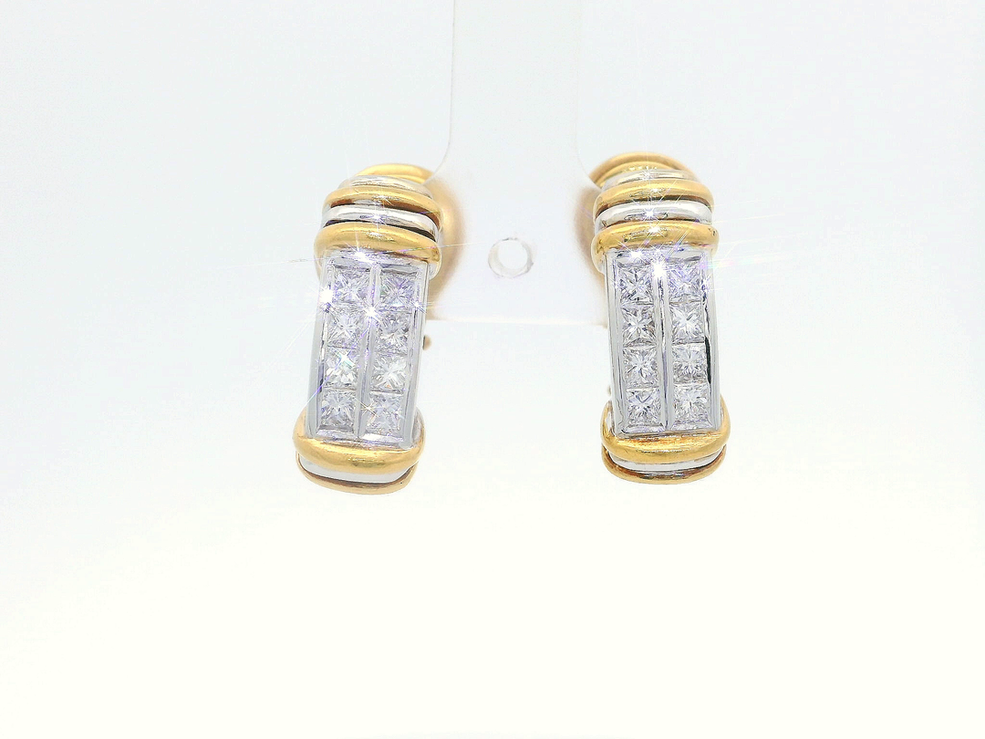 1.60 CTW Diamond-Studded Earrings in Platinum & 18KT Yellow Gold